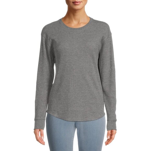 Time & Tru Womens Ladies Lot 2 Gray Long Sleeve Thermal T-Shirts Tops Sz M/8-10 - Picture 2 of 7